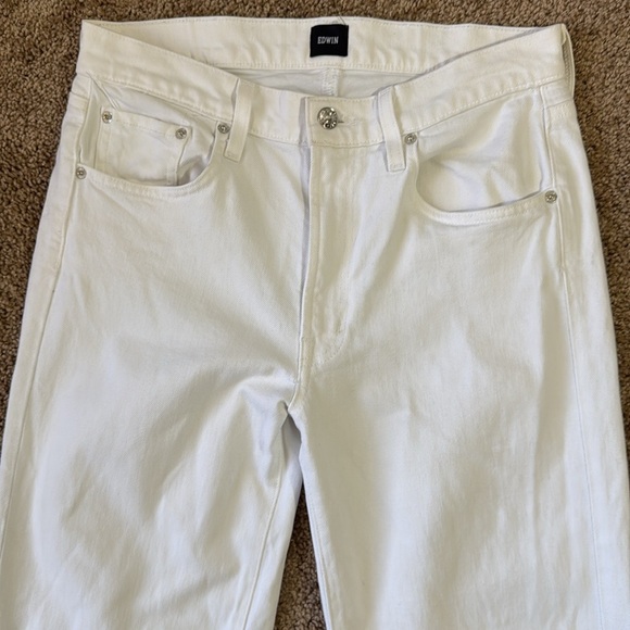 Edwin Marli Wide Leg Ankle Jeans in Eggshell White - Picture 7 of 16